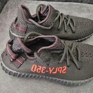 Adidas Yeezy 350 Black and Red Sneakers with Boost Cushioning